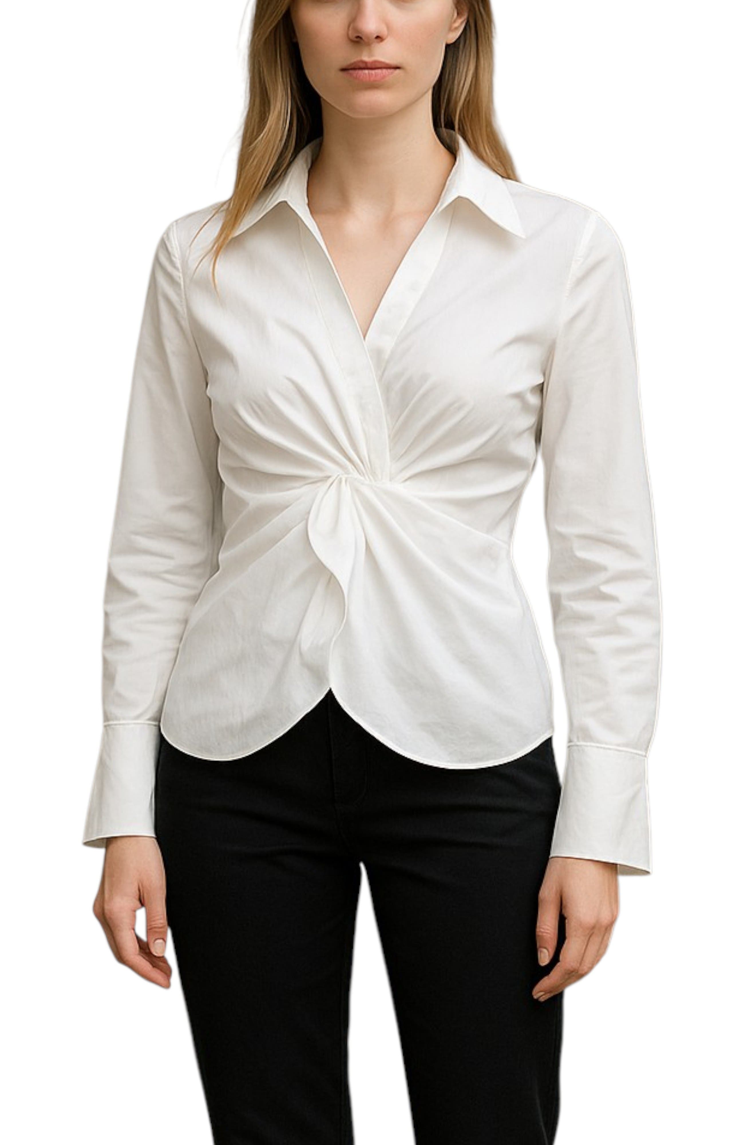 Bishop + Young Spencer Twist Front Blouse In White