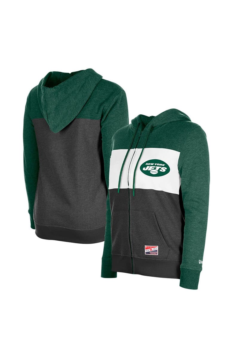 New Era Women's New Era Green New York Jets Color-Block Full-Zip Hoodie, Alternate, color, Green