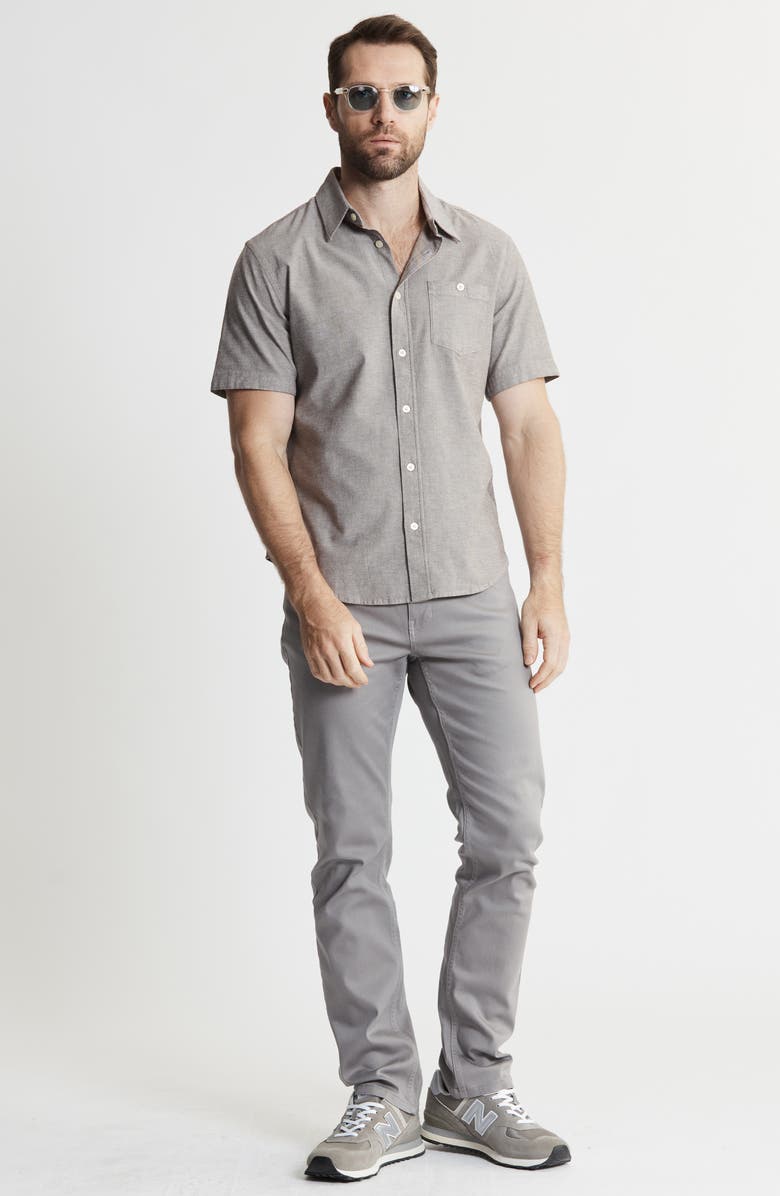 JACHS Classic Oxford Short Sleeve Button-Up Shirt, Alternate, color, Brown