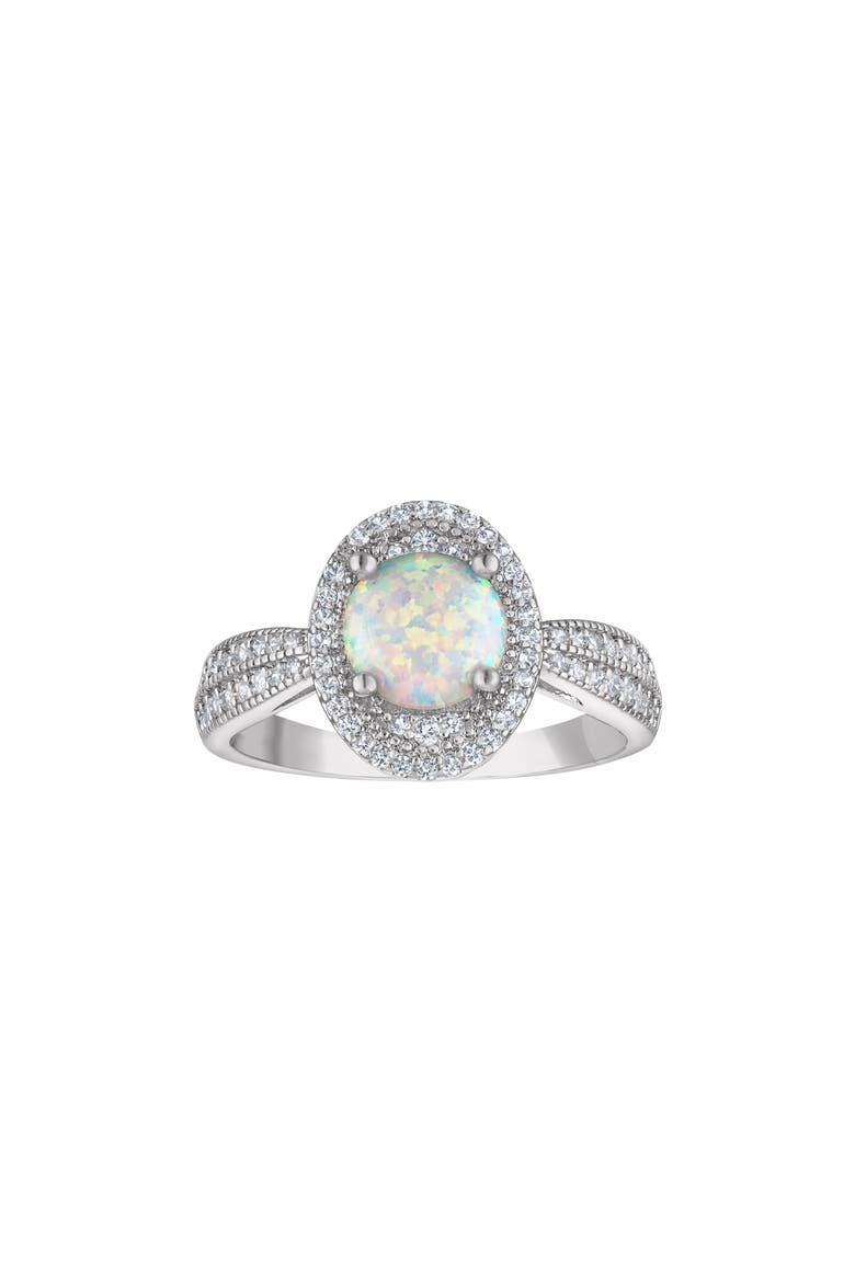 Lab Created Opal Halo Ring, Main, color, WHITE