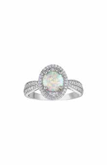 Lab Created Opal Halo Ring