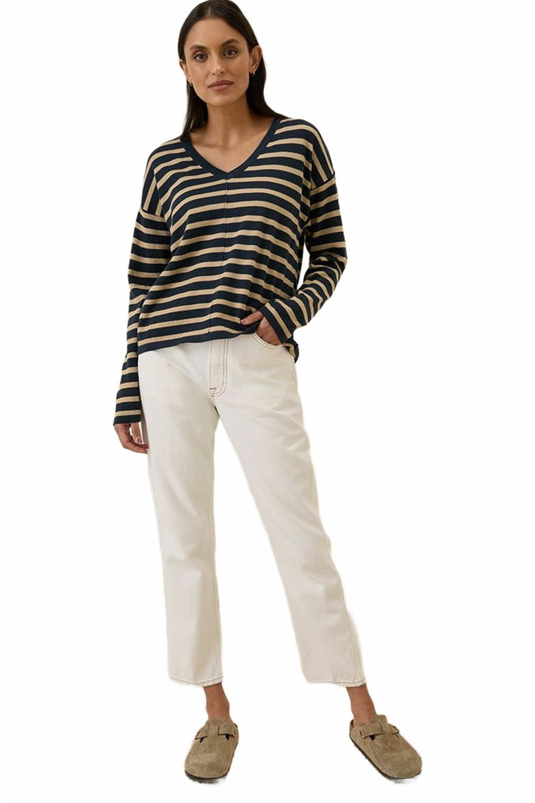 Organic Cotton Classic Fine Knit Relaxed Sweater, Alternate, color, Encinitas Stripe Midnight Blue