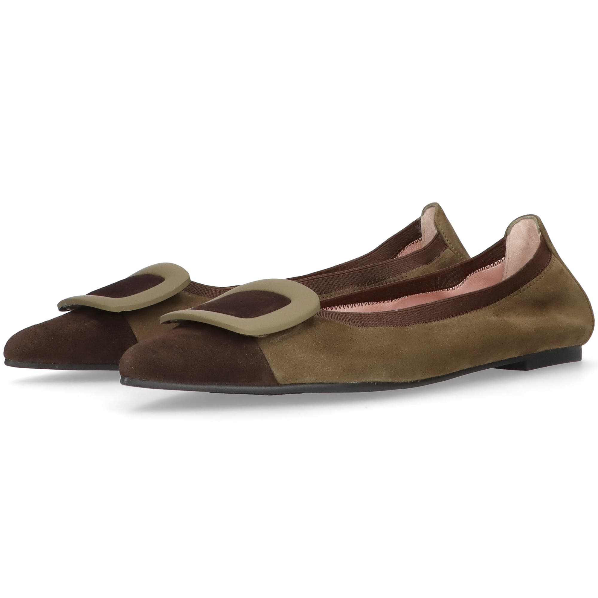 Pretty Ballerinas Pointed toe elasticated ballet flat, Alternate, color, Khaki