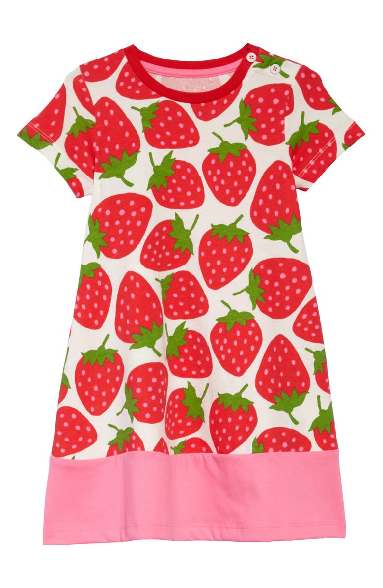 Mini Boden Strawberry Print Jersey Dress, Main, color,