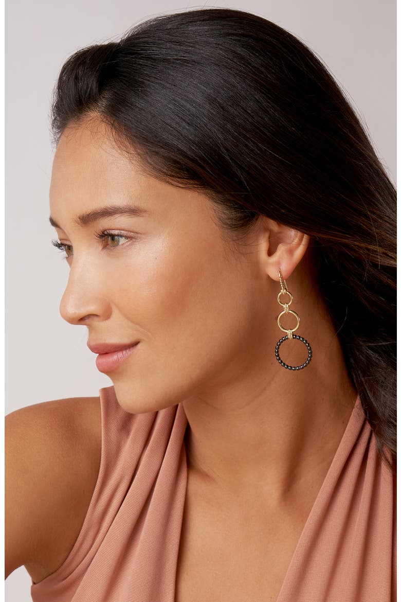 Meridian Three 18K Gold and Ceramic Circle Drop Earrings, Alternate, color, GOLD/ BLACK CERAMIC