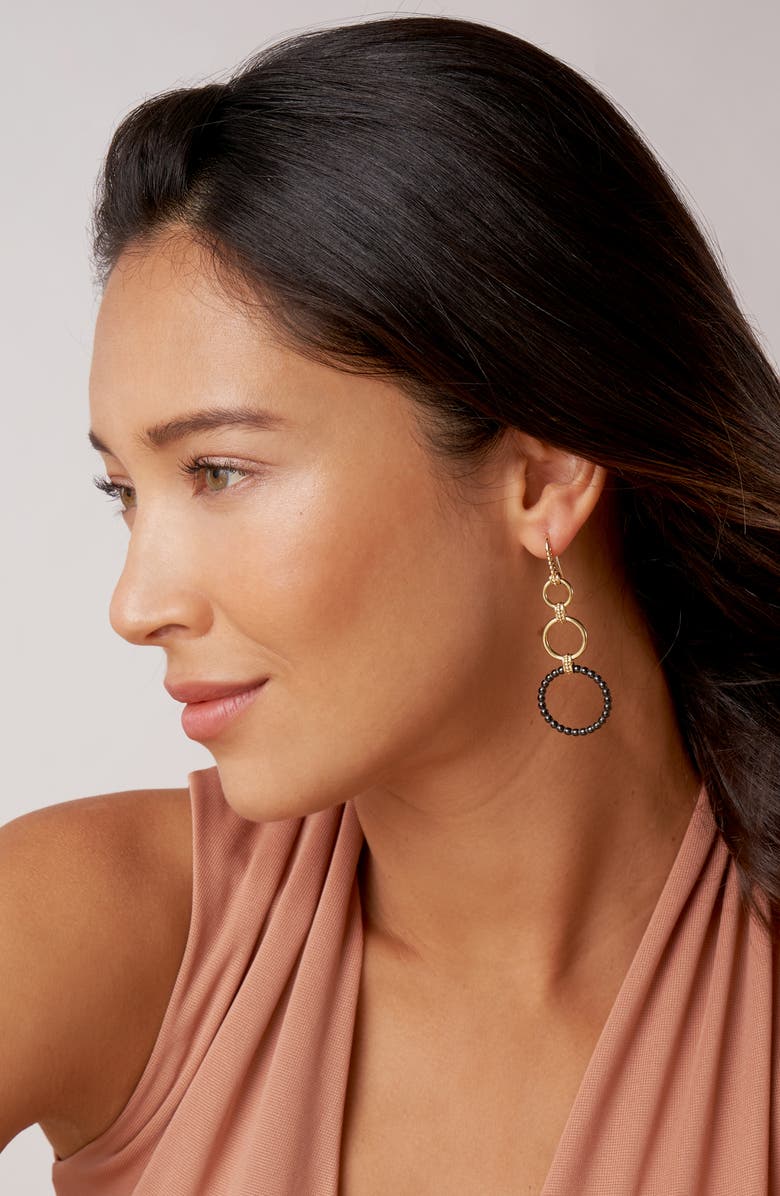 LAGOS Meridian Three 18K Gold and Ceramic Circle Drop Earrings, Alternate, color, 