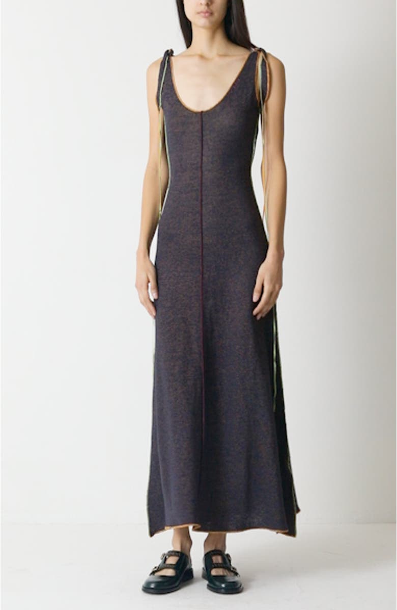 Sleeveless Tie Strap Knit Maxi Dress, sales video thumbnail
