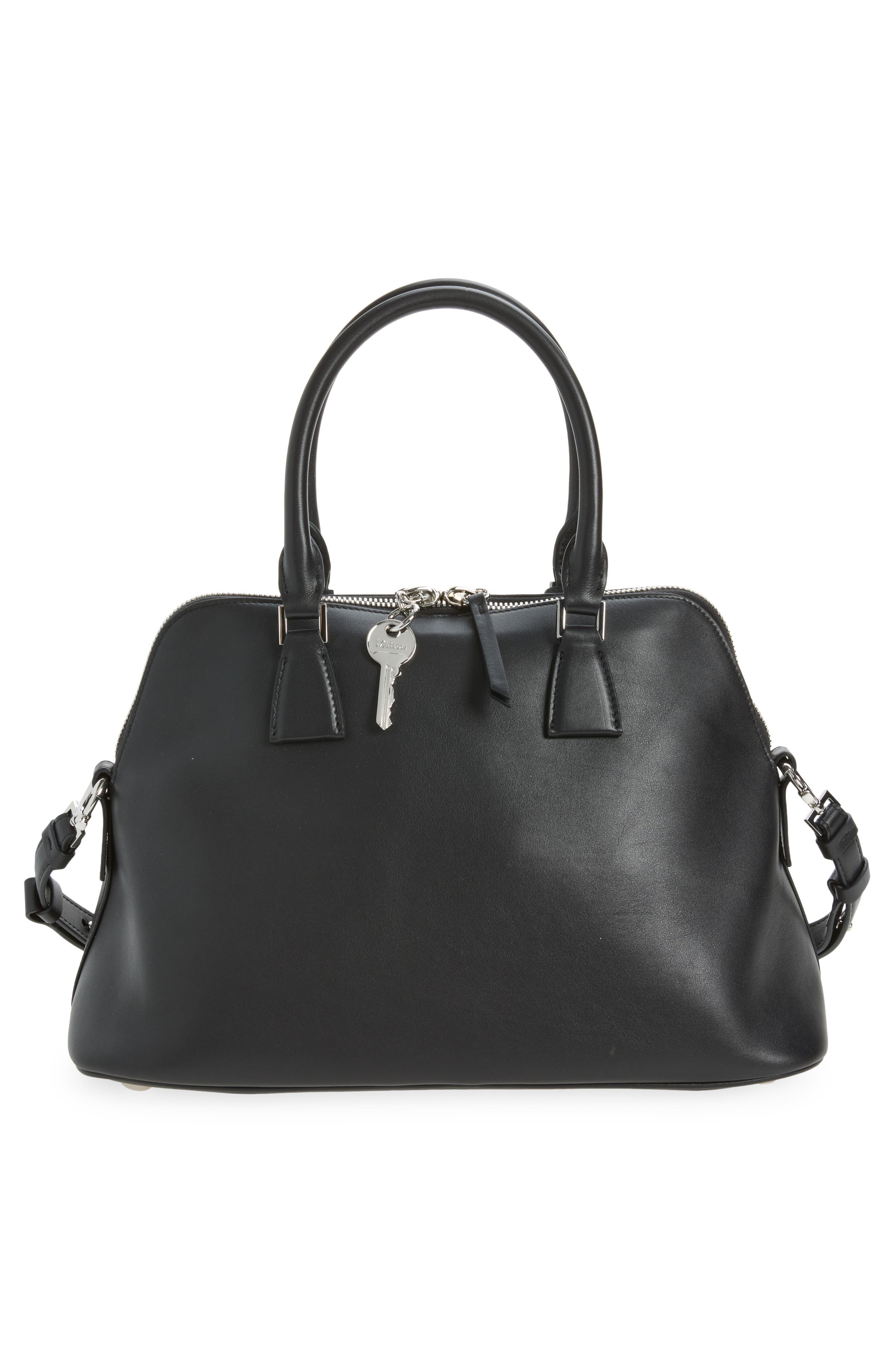 Medium 5AC Soft Leather & Canvas Top Handle Bag, Alternate, color, DARK GREY