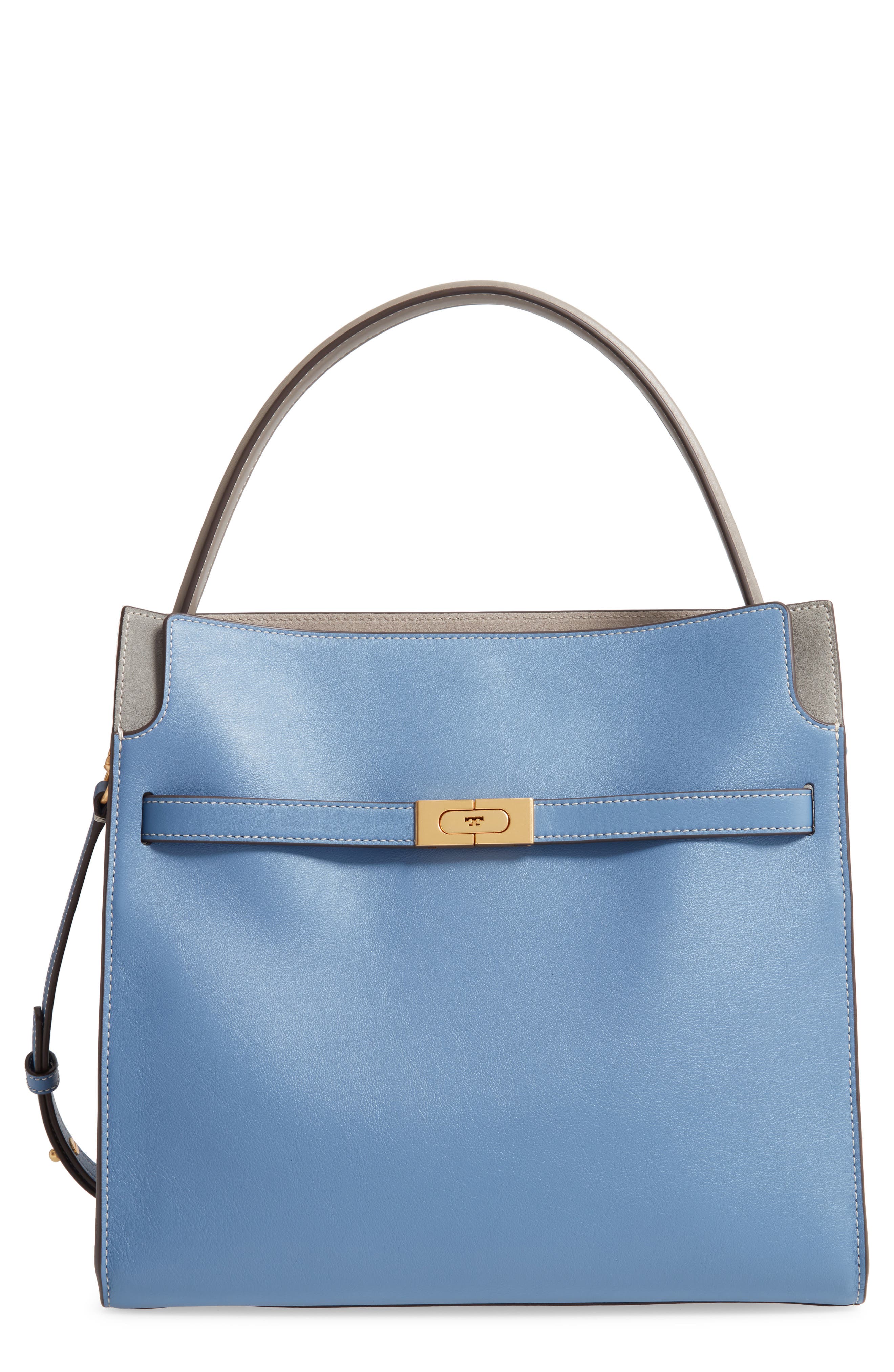 Tory Burch Lee Radziwill Leather Double Bag, Main, color, 