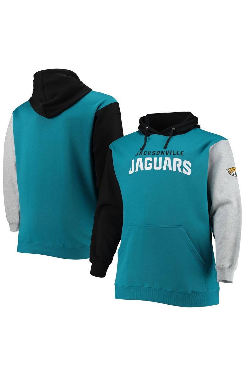 PROFILE Men's Black/Teal Jacksonville Jaguars Big & Tall Pullover Hoodie, Main, color,