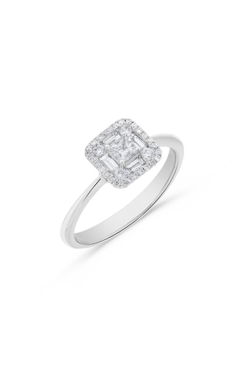 Princess & Baguette Diamond Cluster Ring in 14K White Gold, Alternate, color, 14K White Gold