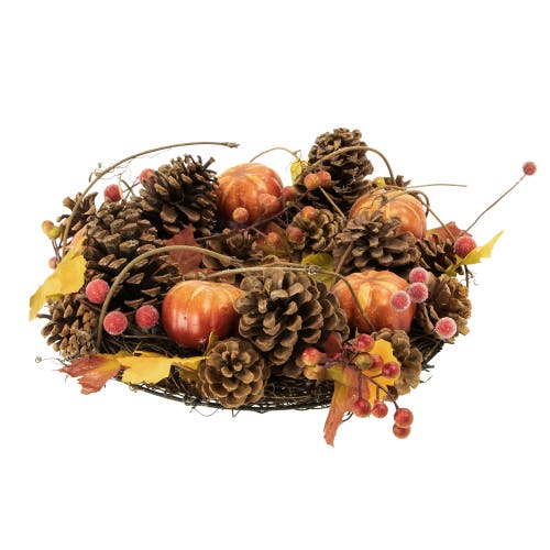 Northlight Pinecone And Pumpkin Fall Harvest Wreath, 14-inch, Unlit In Brown