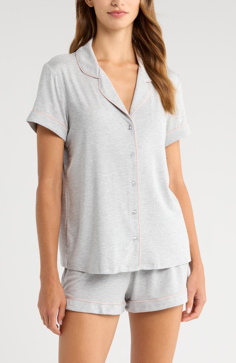 Nordstrom Moonlight Eco Short Pajamas, Main, color, Grey Heather- Pink