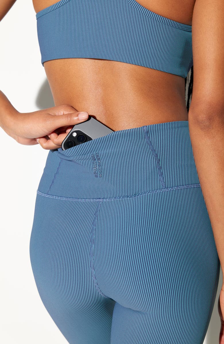 Spiritual Gangster Lotus Two-Tone High Waist 7/8 Leggings, Alternate, color, Vintage Indigo