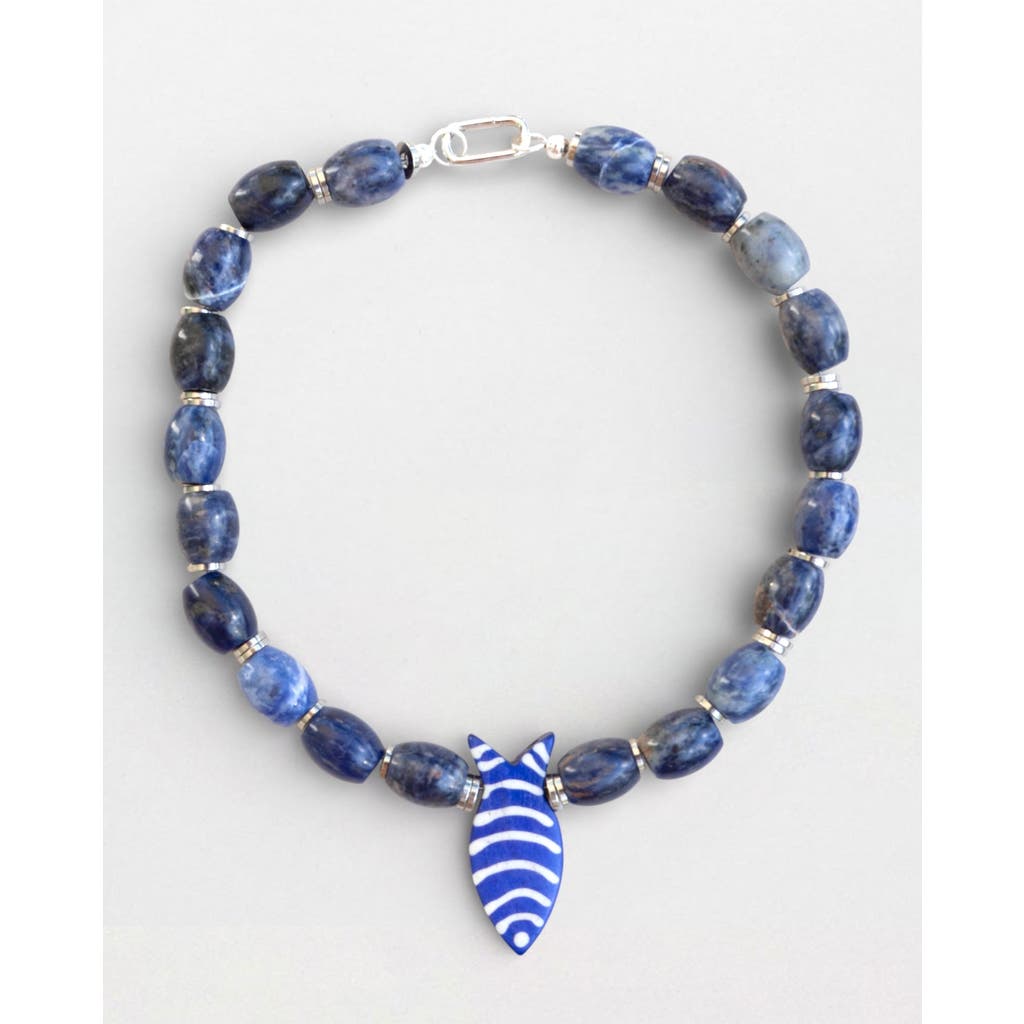 By Lilla Poseidon Beaded Necklace In Blue
