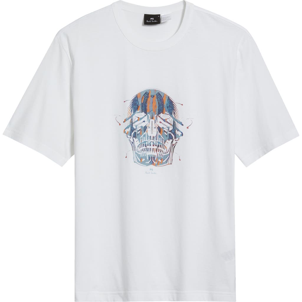 Paul Smith London Skull Organic Cotton Graphic T-shirt In White
