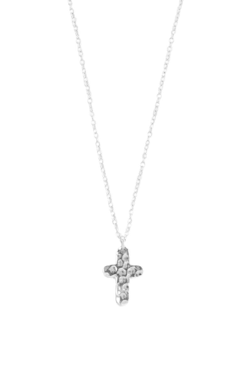 Argento Vivo Sterling Silver Hammered Cross Pendant Necklace, Alternate, color, 