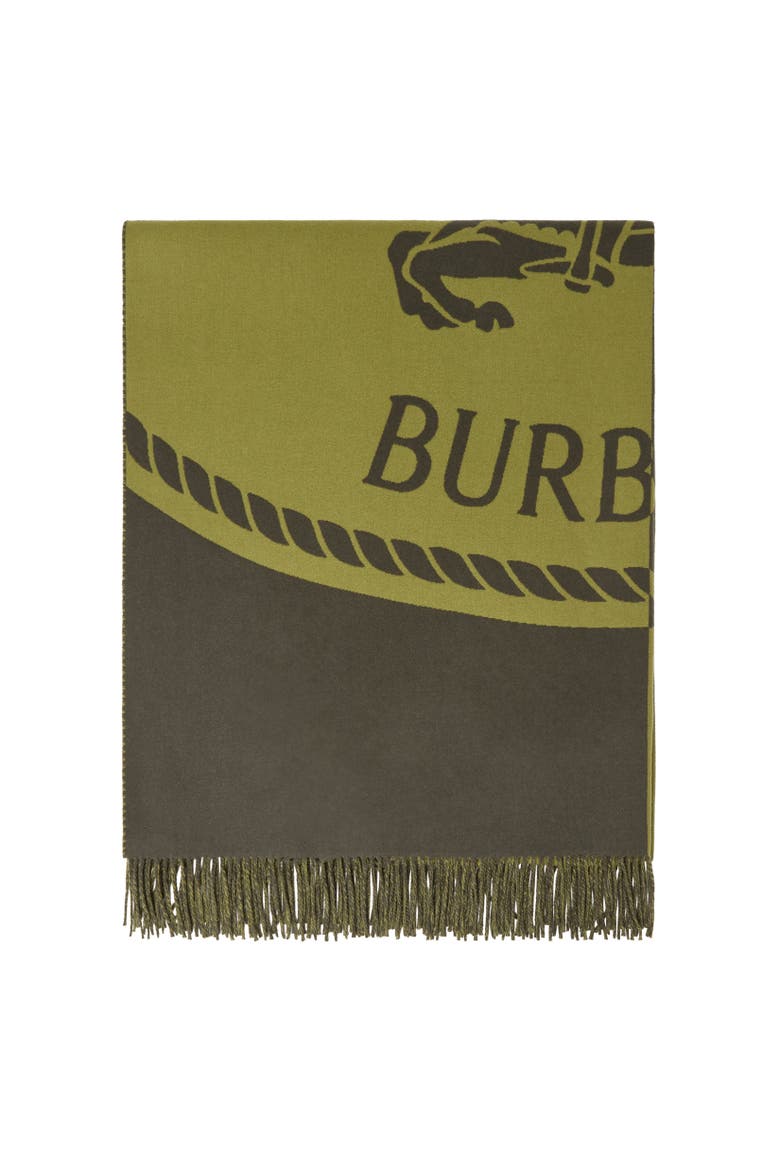 Knight Stamp Wool Blanket, Alternate, color, Estate green