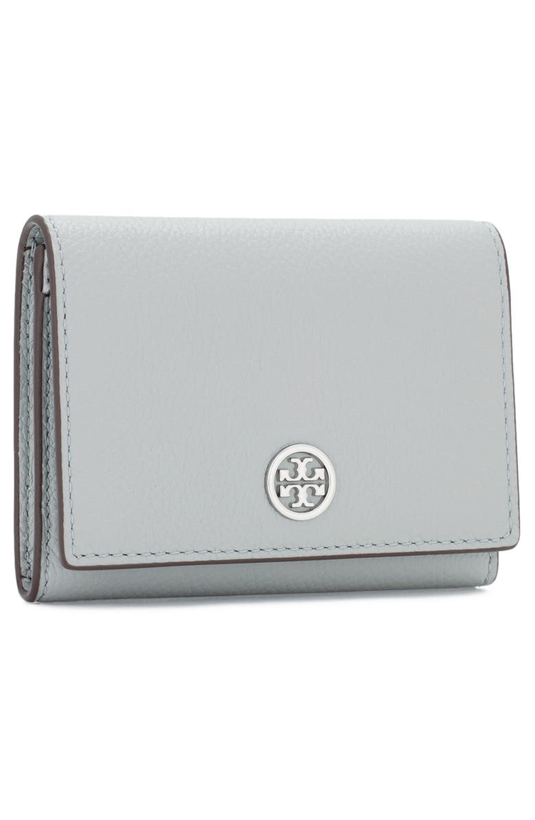 Tory Burch Robinson Small Pebbled Leather Wallet, Alternate, color, Light Granite