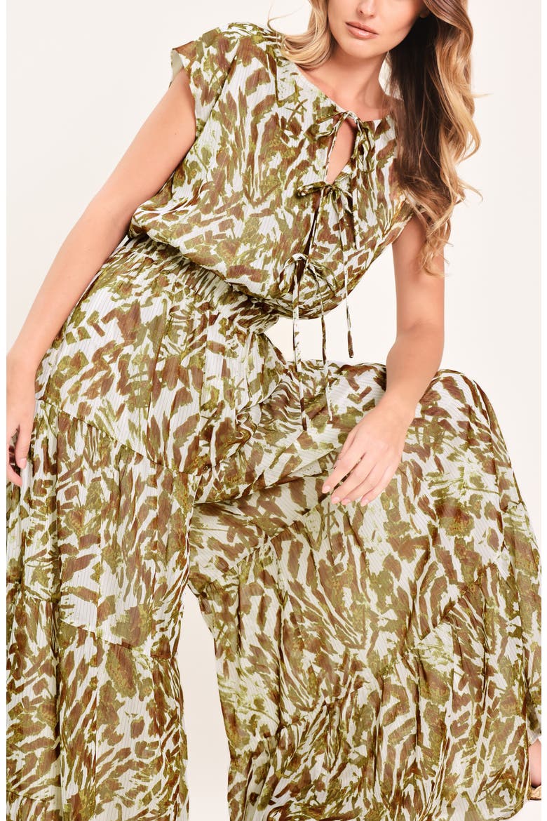 Printed Wide Leg Jumpsuit, Alternate, color, OLIVE BROWN