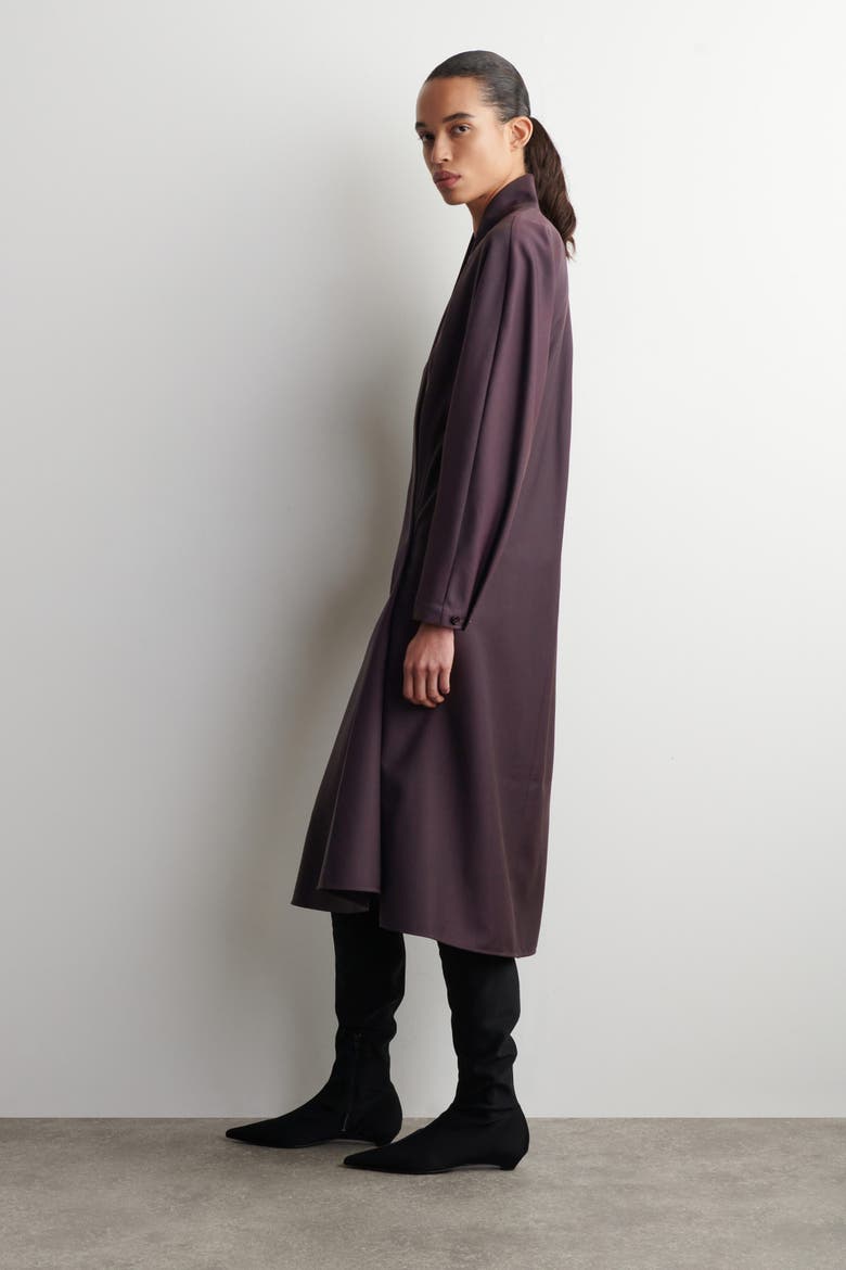 Shawl-collar Wool Wrap Dress, Alternate, color, PURPLE