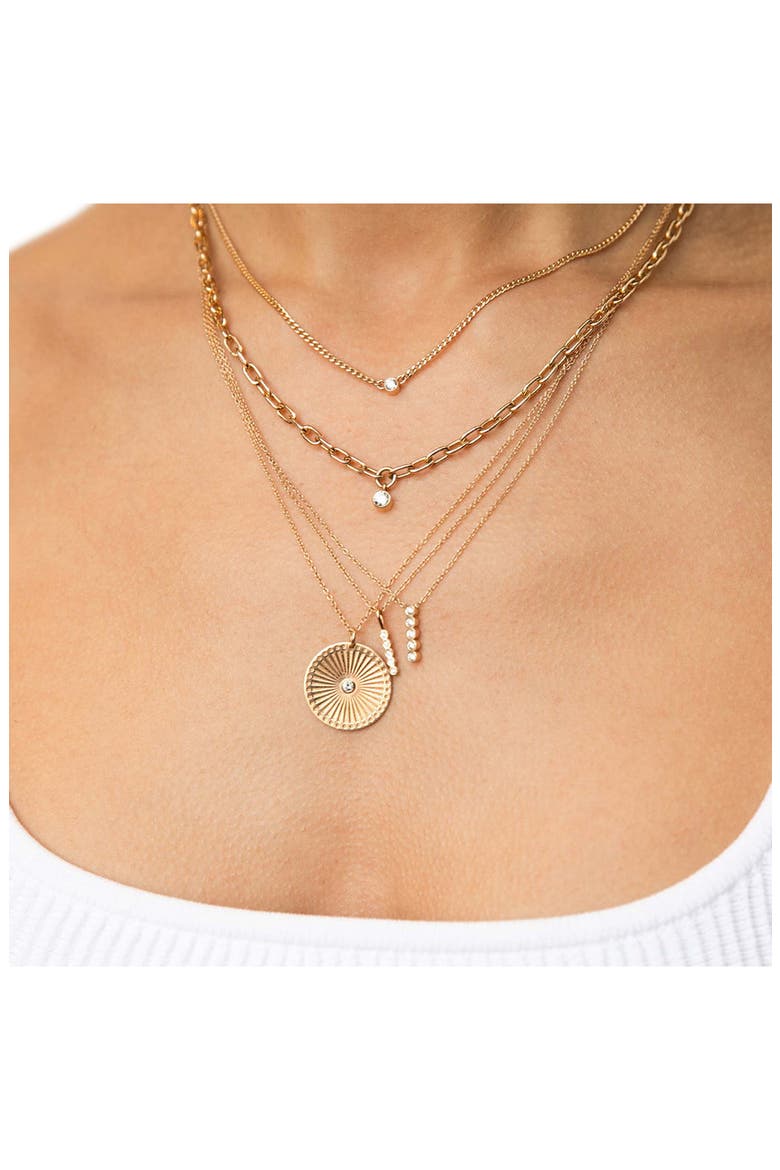 Diamond Bezel Short Pendant Necklace, Alternate, color, YELLOW GOLD