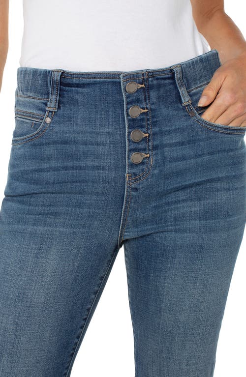 Shop Liverpool Los Angeles Gia Glider Exposed Button Crop Flare Jeans In Neola