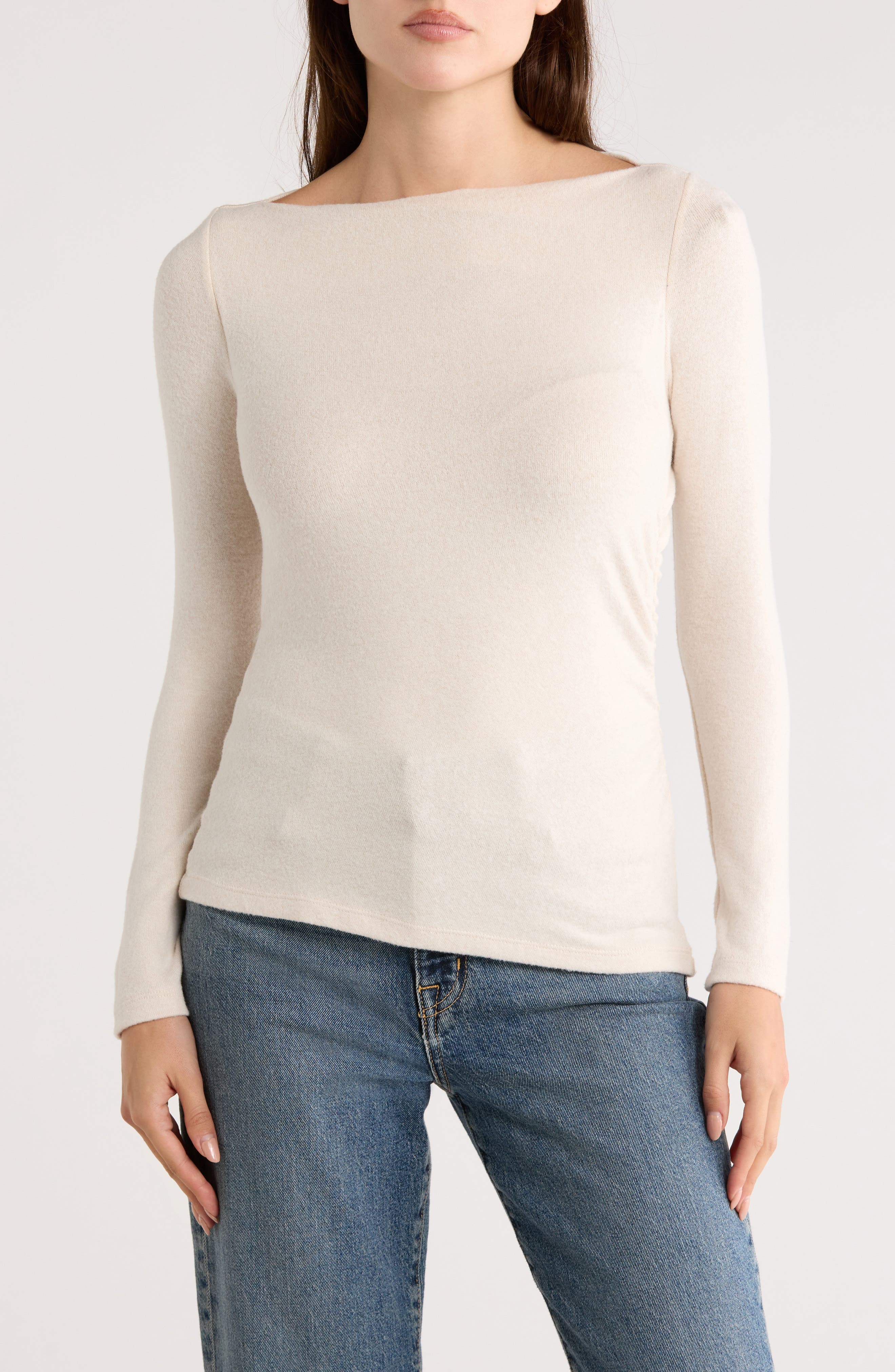 Boat Neck Brushed Knit Top - image 3