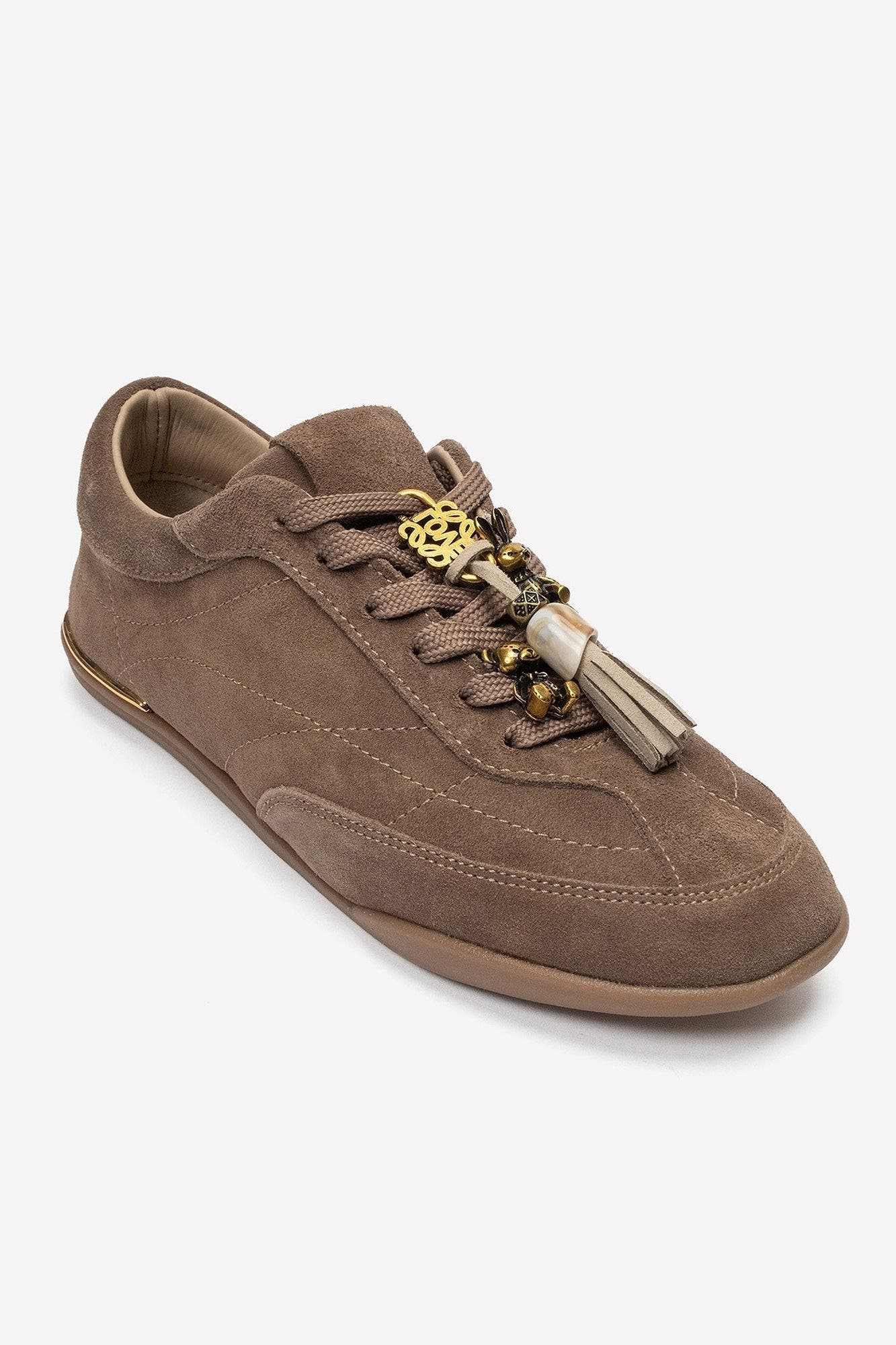Anderson Leather Tassel Sneaker, Main, color, Mink Suede