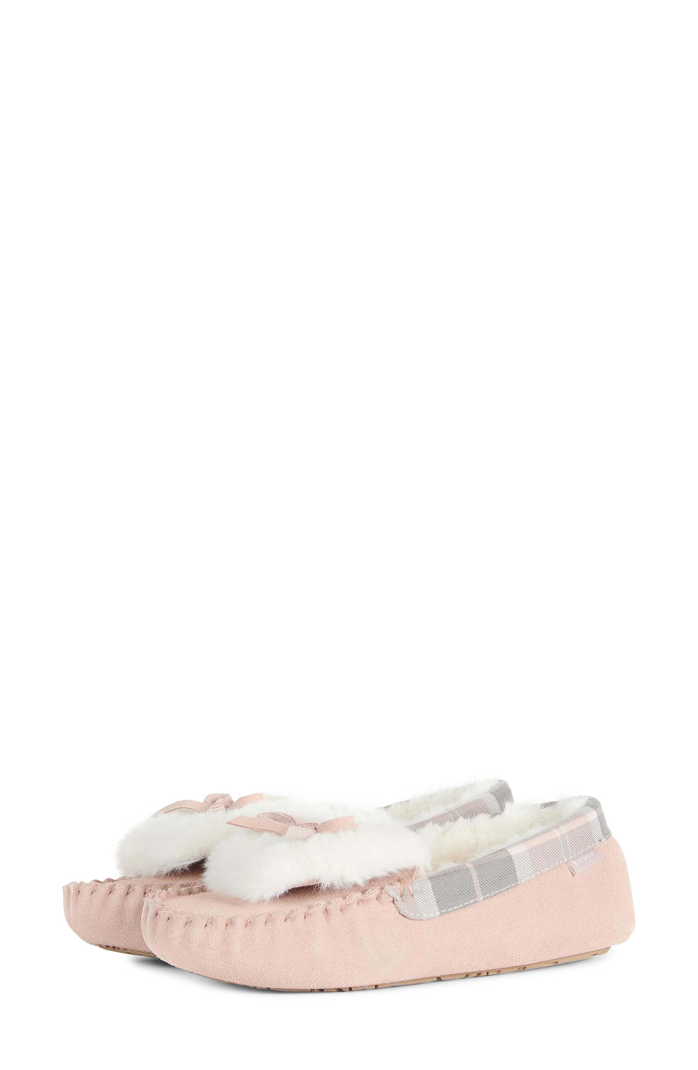 Darcie Faux Shearling Moccasin, Main, color, PINK SUEDE
