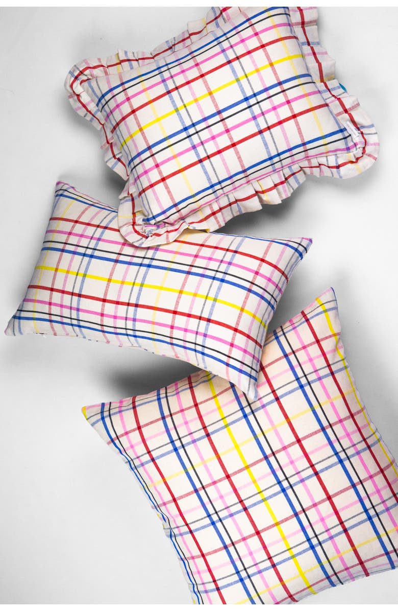 Archive New York Vera Plaid Handwoven Cotton Throw Pillow, Main, color, White
