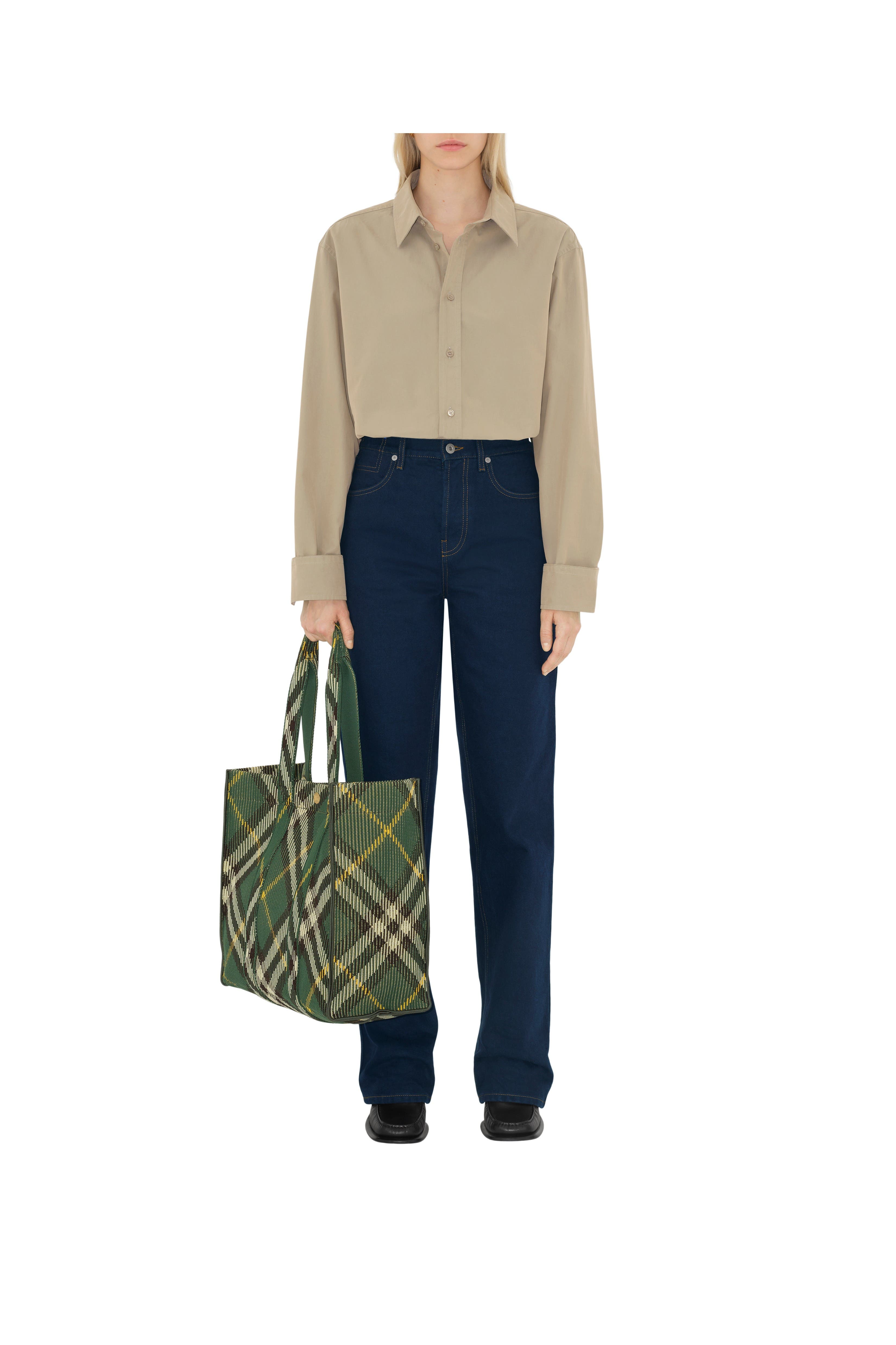 Medium Check Knitted Tote, Alternate, color, Ivy