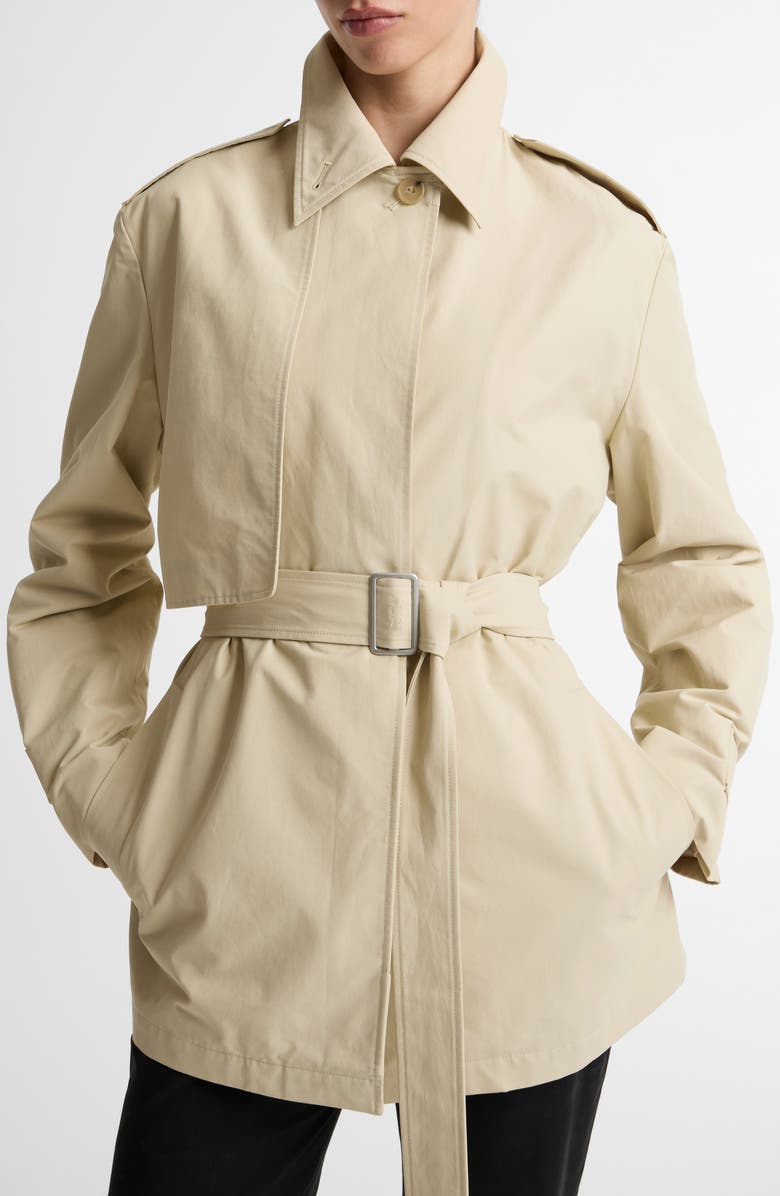 Vince Cotton Blend Short Trench Coat, Main, color, Light Maiz