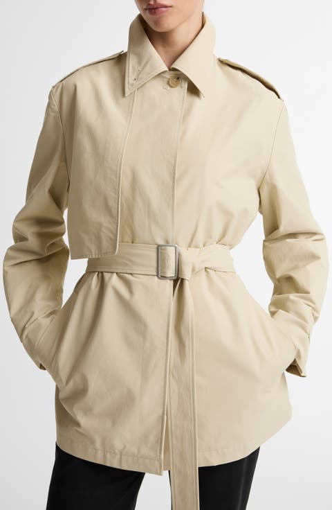 Cotton Blend Short Trench Coat