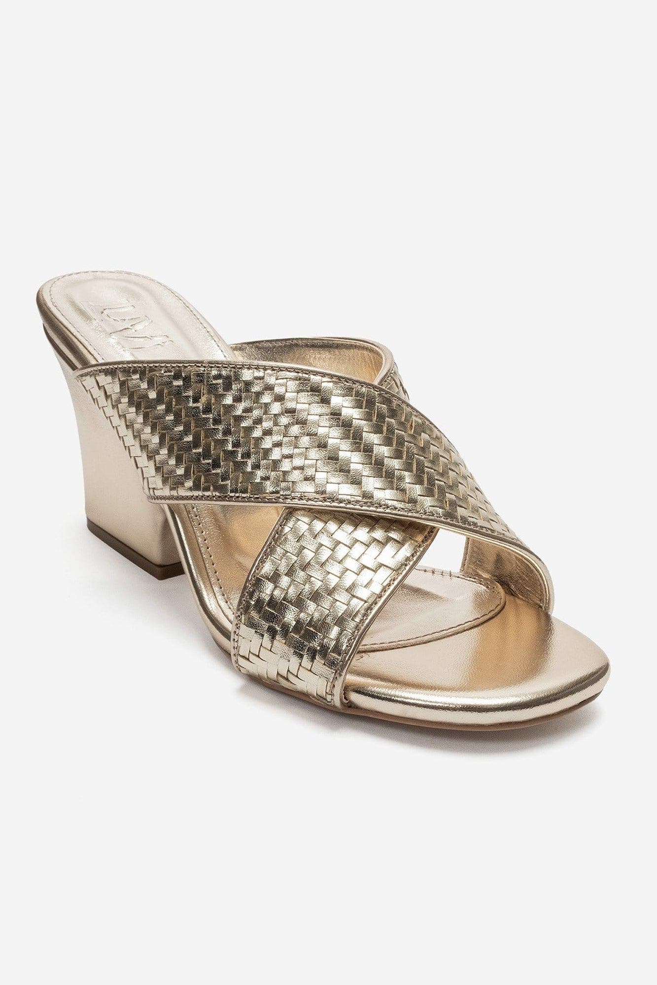 Lavean Cross Strap Wedge Sandal, Alternate, color, Gold