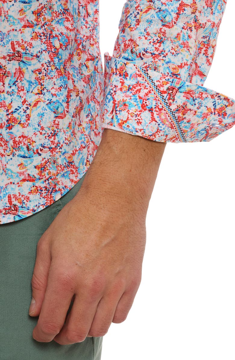 Robert Graham Kamari Tailored Fit Paisley Cotton Button-Up Shirt, Alternate, color, 
