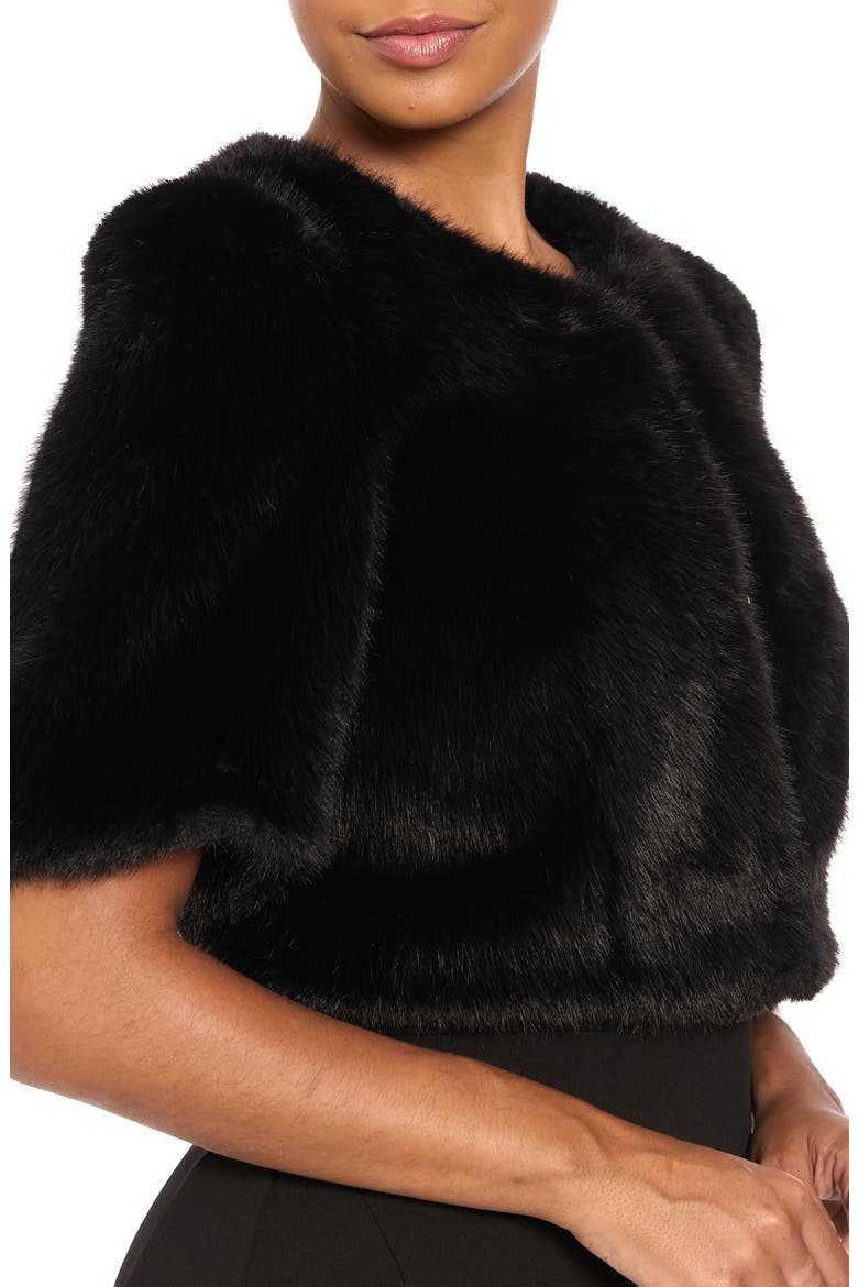 Faux Fur Crop Jacket, Alternate, color, BLACK