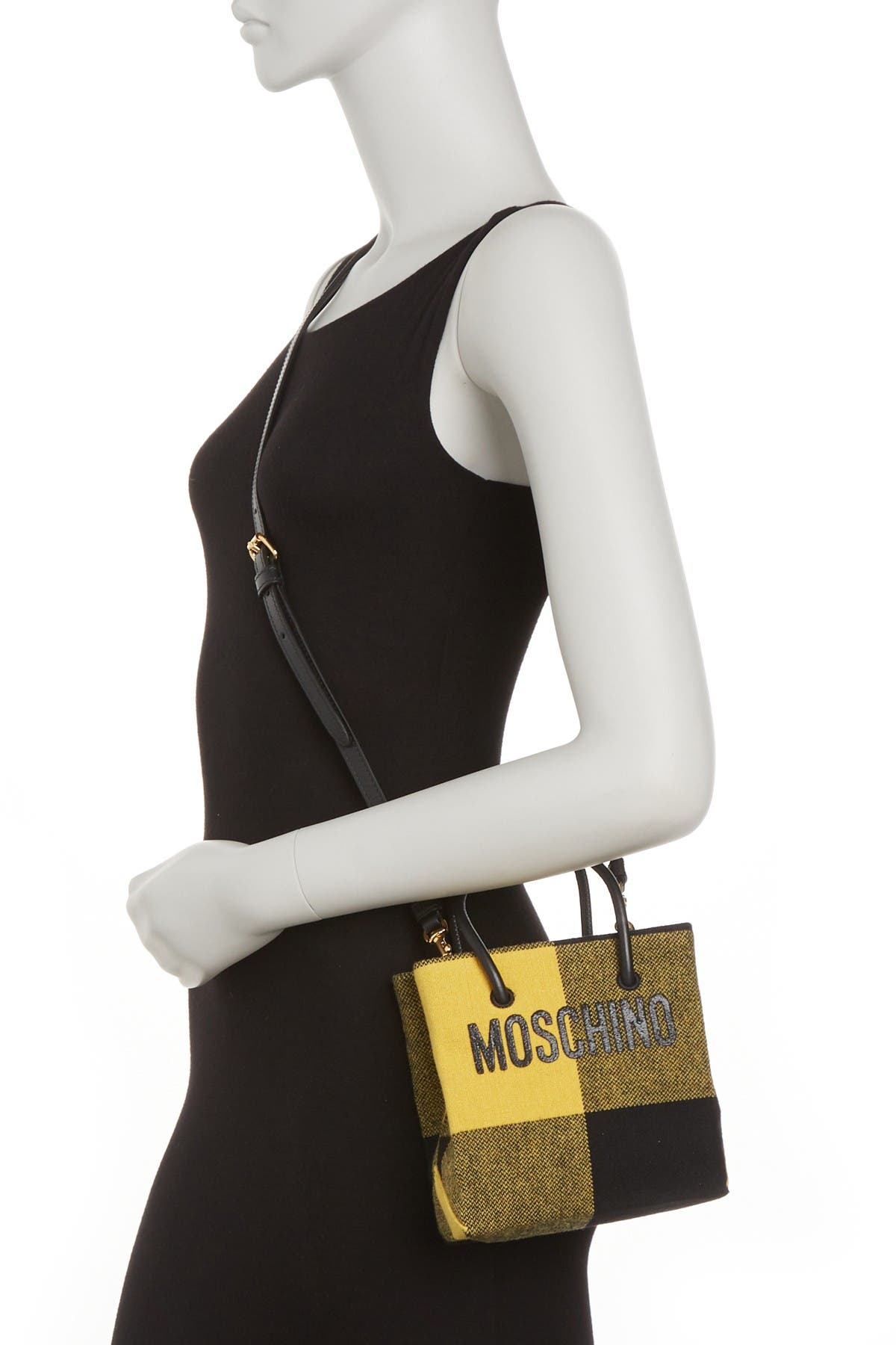 Moschino Plaid Print Logo Crossbody Bag, Alternate, color, 