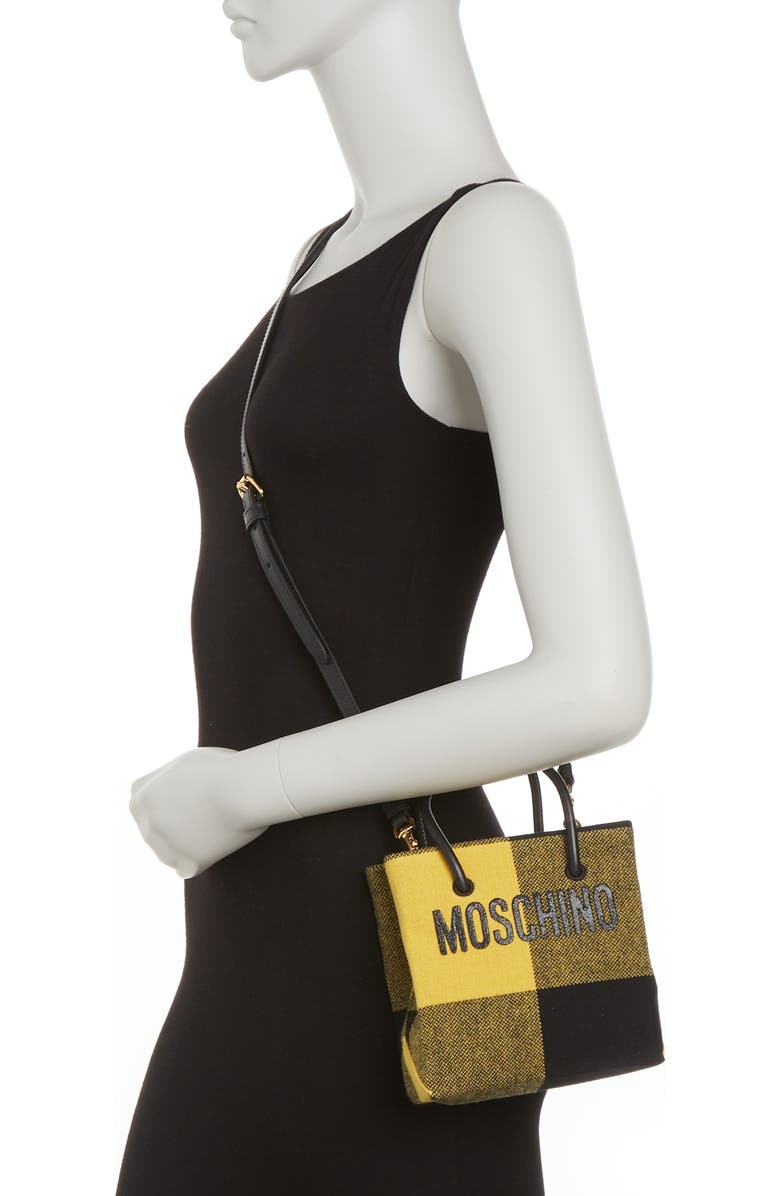 Moschino Plaid Print Logo Crossbody Bag, Alternate, color,