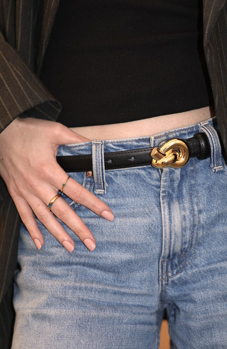 Petit Moments Knot Faux Leather Belt, Alternate, color, Black/ Gold