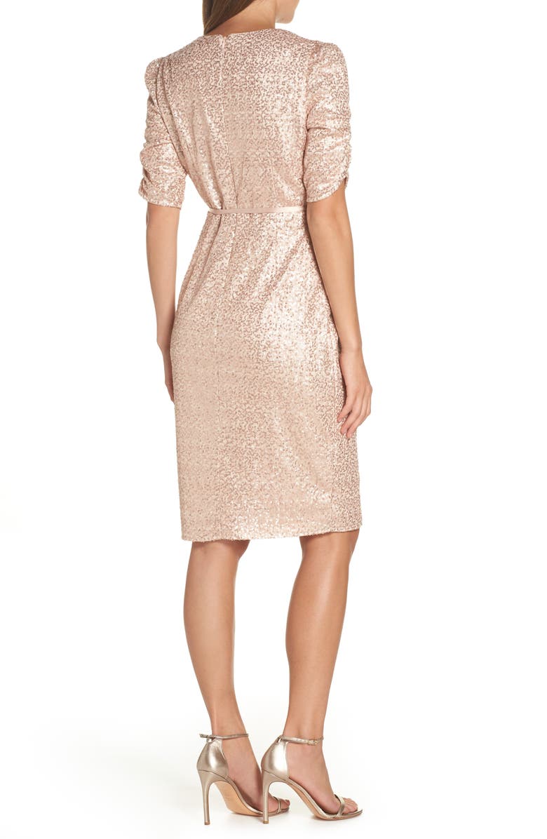 Eliza J Sequin Faux Wrap Dress, Alternate, color, 