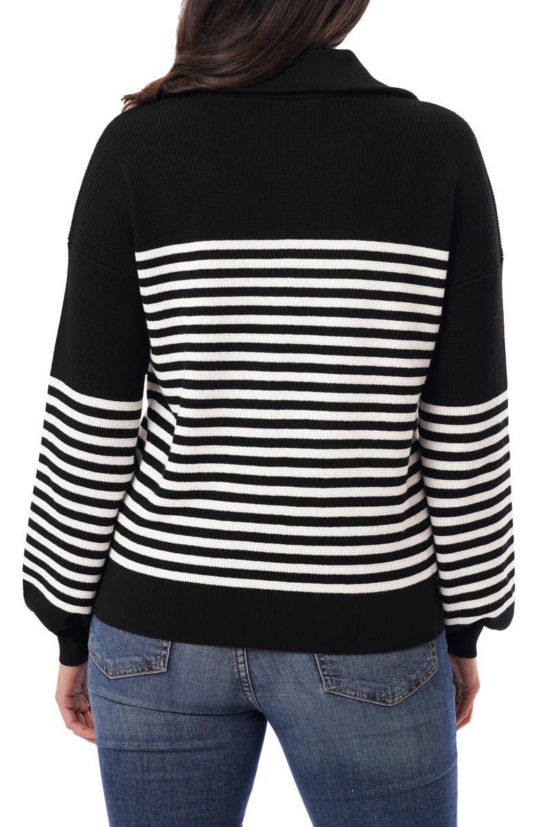 CYRUS Stripe Waffle Knit Half Zip Sweater, Alternate, color, 
