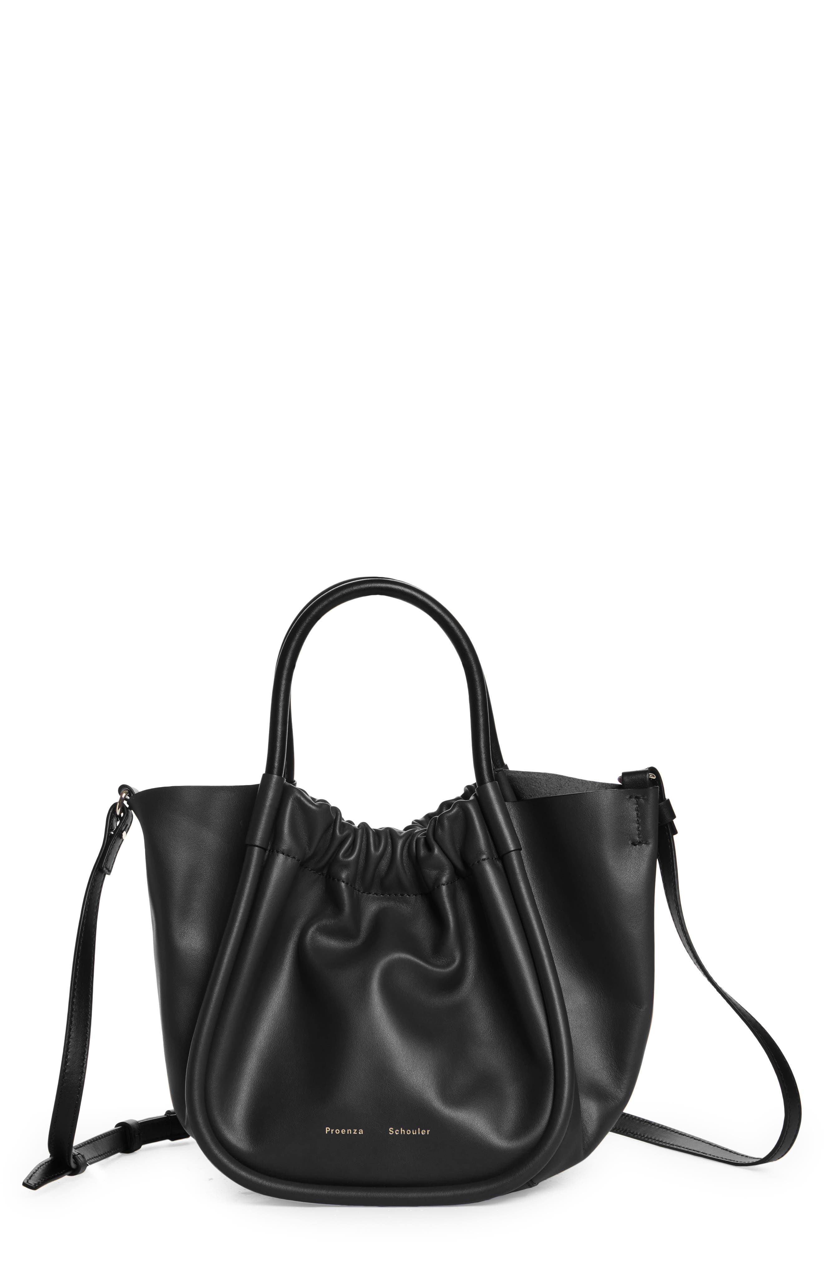 Proenza Schouler Small Ruched Leather Crossbody Tote, Main, color, 