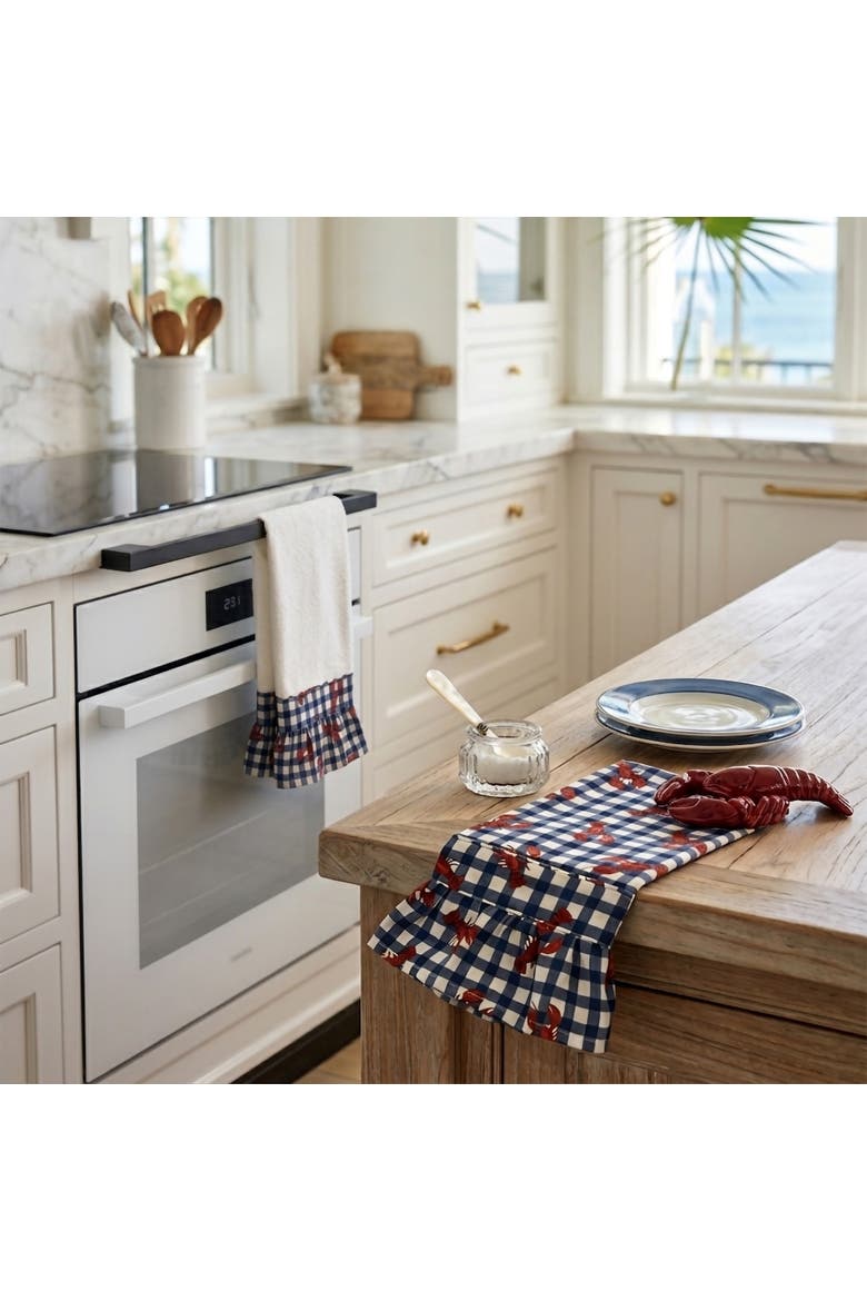 Nautical Lobster Kitchen Towels - Set of 2, Alternate, color, White