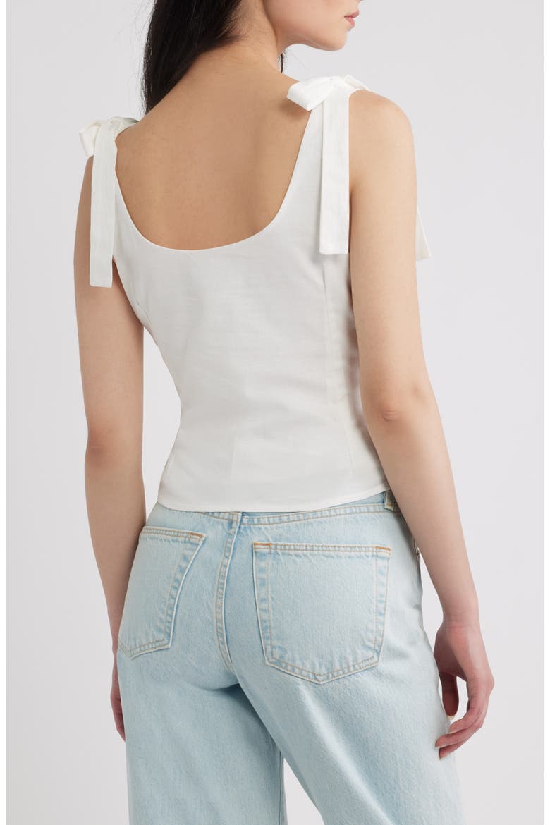 Everett Shoulder Bow Sleeveless Top, Alternate, color, WHITE