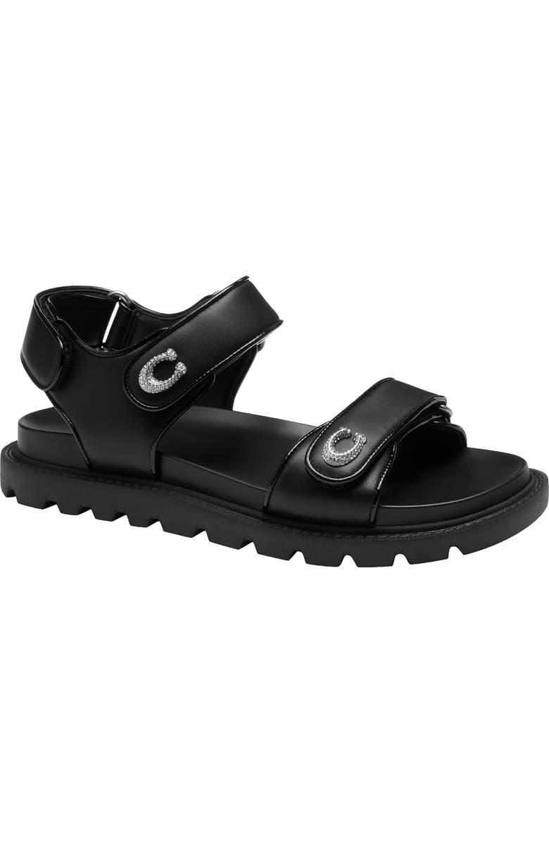 COACH Brynn Leather Sandal, Main, color, Black