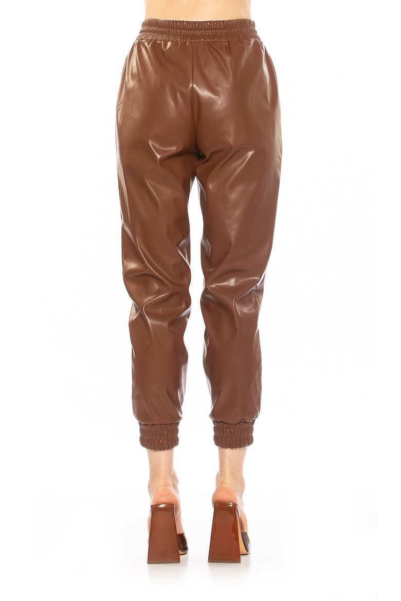 Axel Faux Leather Joggers, Alternate, color, CAMEL