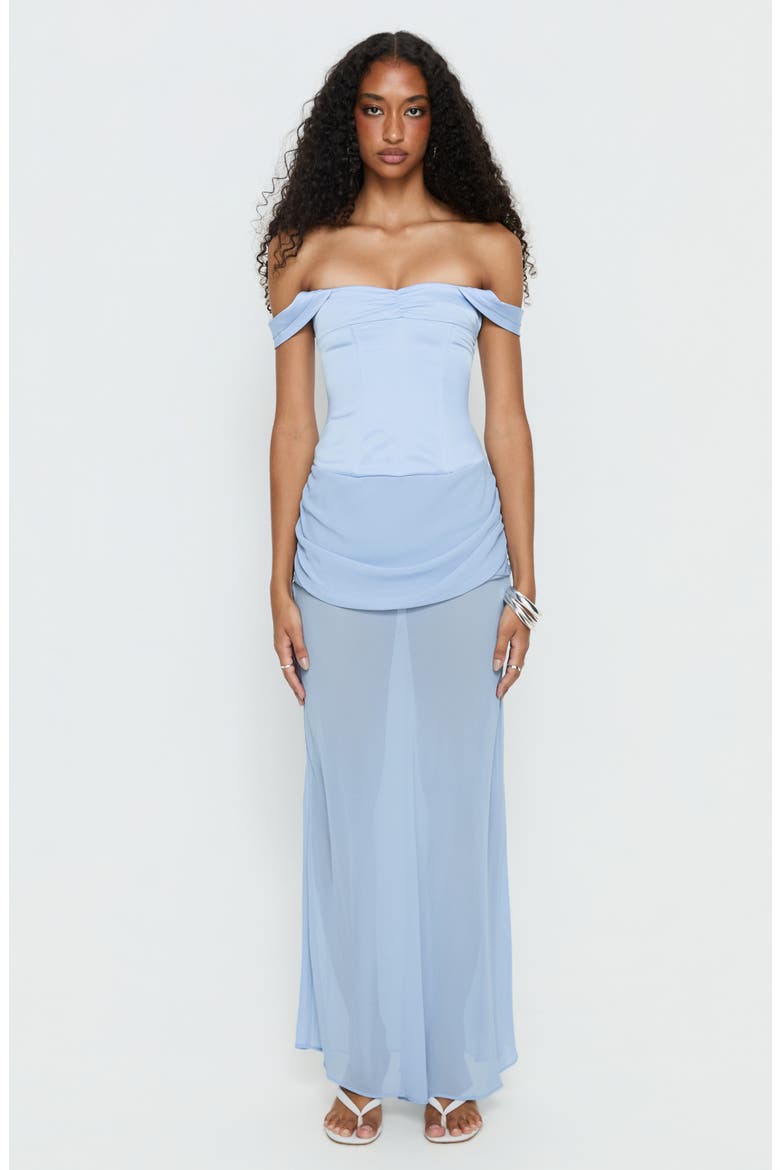 Angiola Off the Shoulder Corset Maxidress, Alternate, color, BLUE