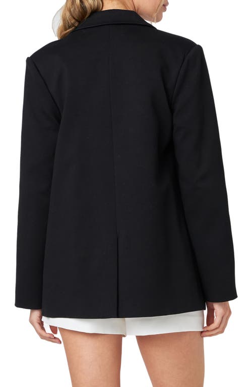 English Factory Curved Lapel Stretch Cotton Blazer In Black
