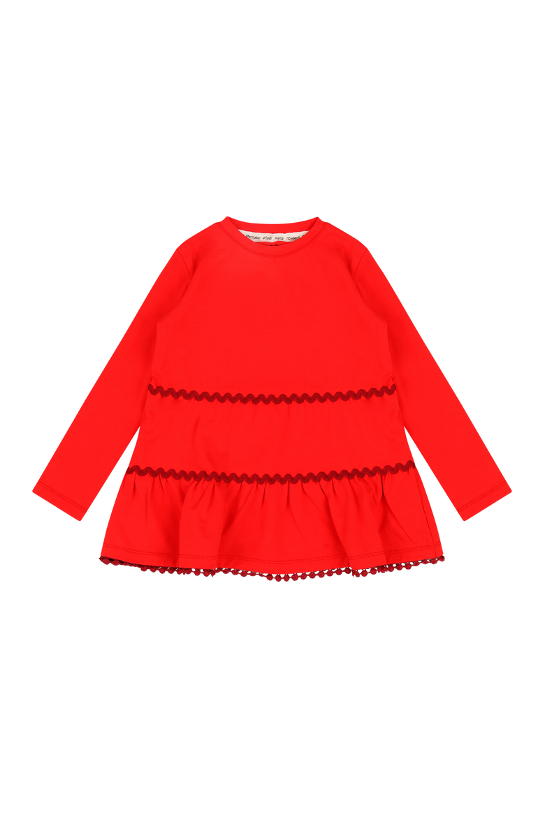 Girls Ruffle Hem Tiered Tunic and Legging Set, Alternate, color, Red Multicolor